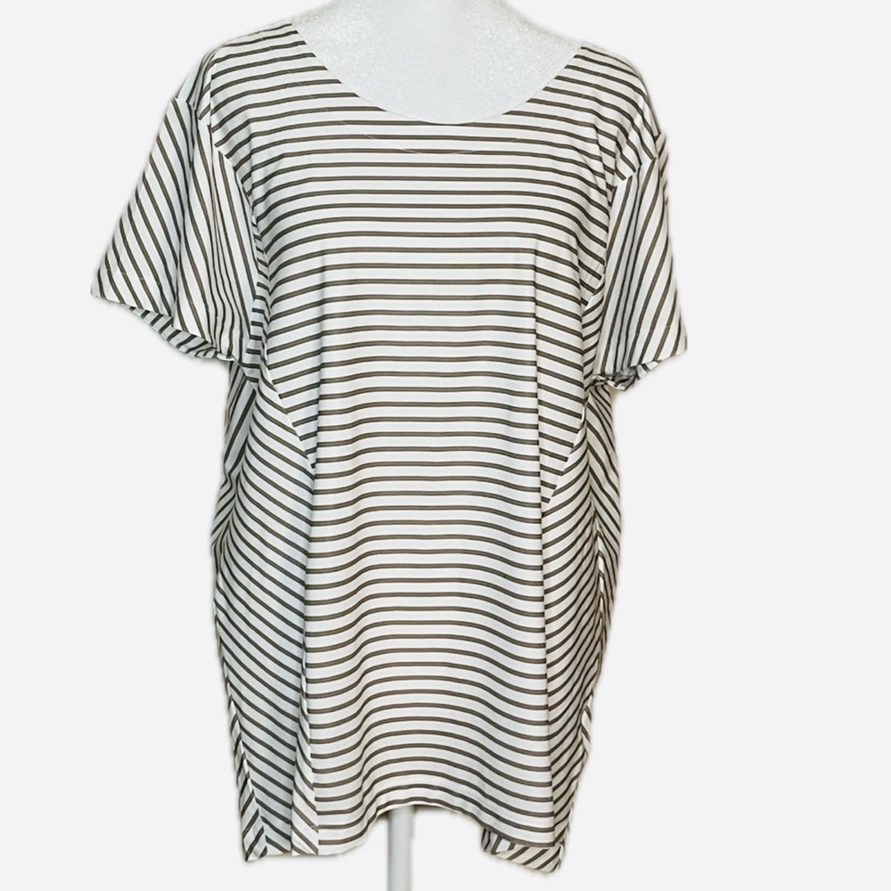 Helly Hansen Striped Short Sleeve Cris’s-Cross Back Top | Size XL